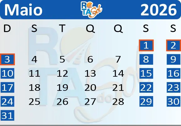 Calendário Trem Maio 2026