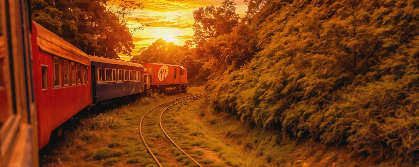 Trem da Serra do Mar no Pôr do Sol